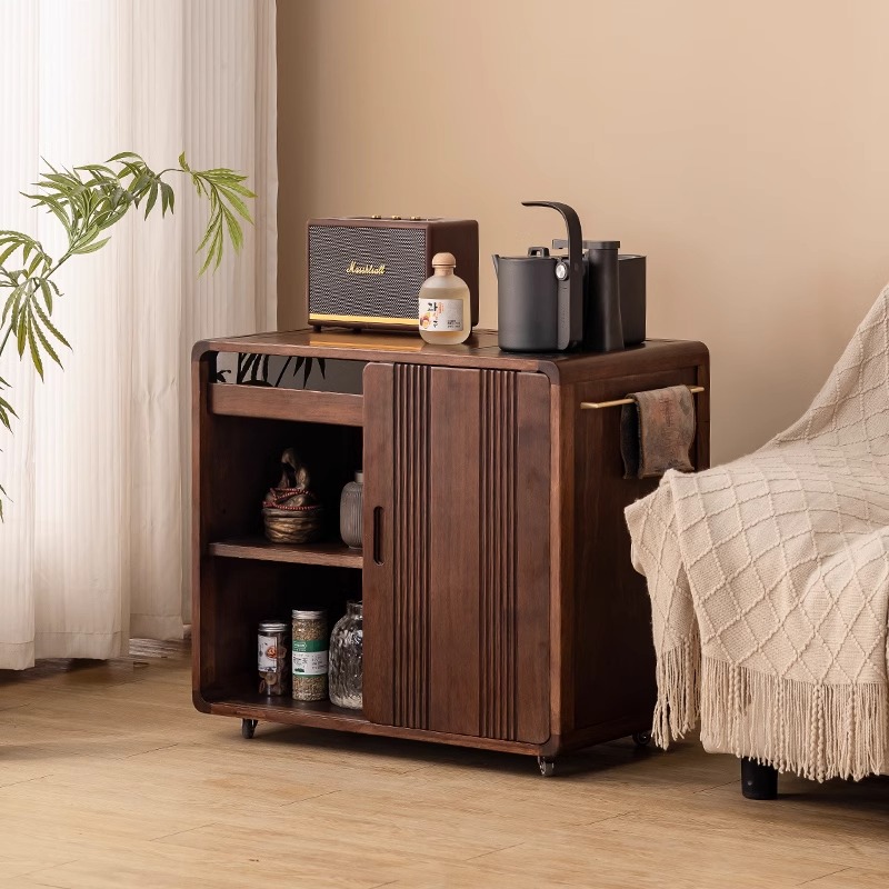 胡桃木茶水柜客厅移动茶台家用小型实木茶几烧水壶一体新中式边几