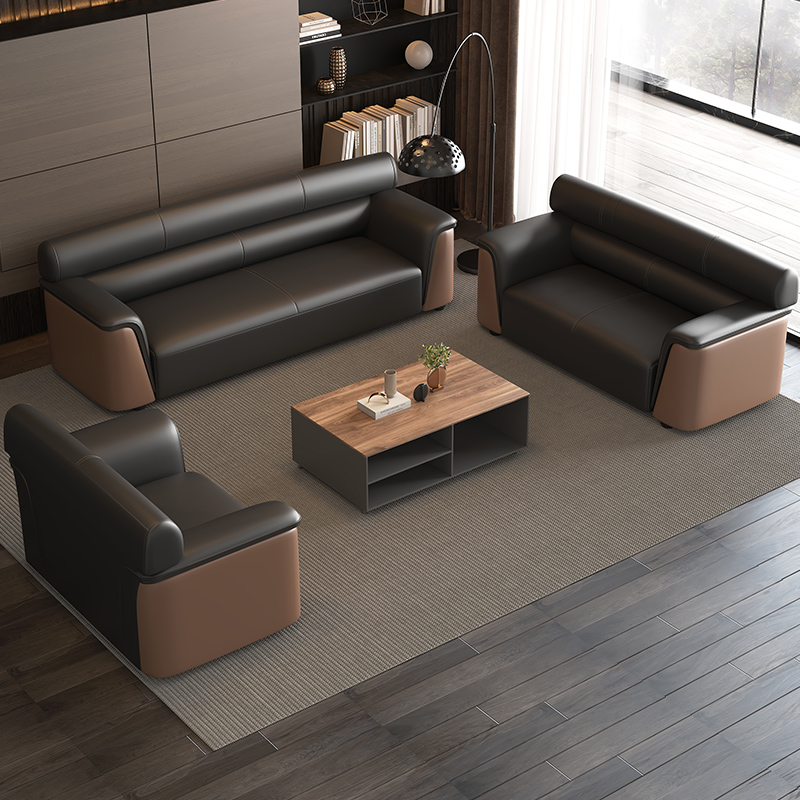 办公真皮商务休息区沙发组合真皮