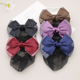 职业盘发网兜头花女蝴蝶结护士银行空姐服务员工作发夹发饰头饰品