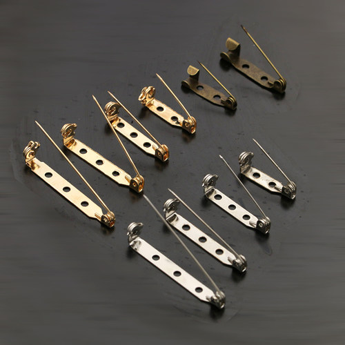 金色古铜色金属胸针别针安全针胸花一字型扣针带锁头领带徽章配件