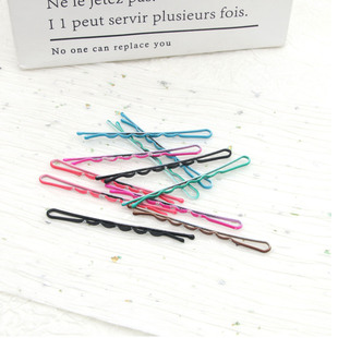 波浪金粉一字夹发夹黑色彩色刘海碎发顶夹简约百搭盘发扎发头饰