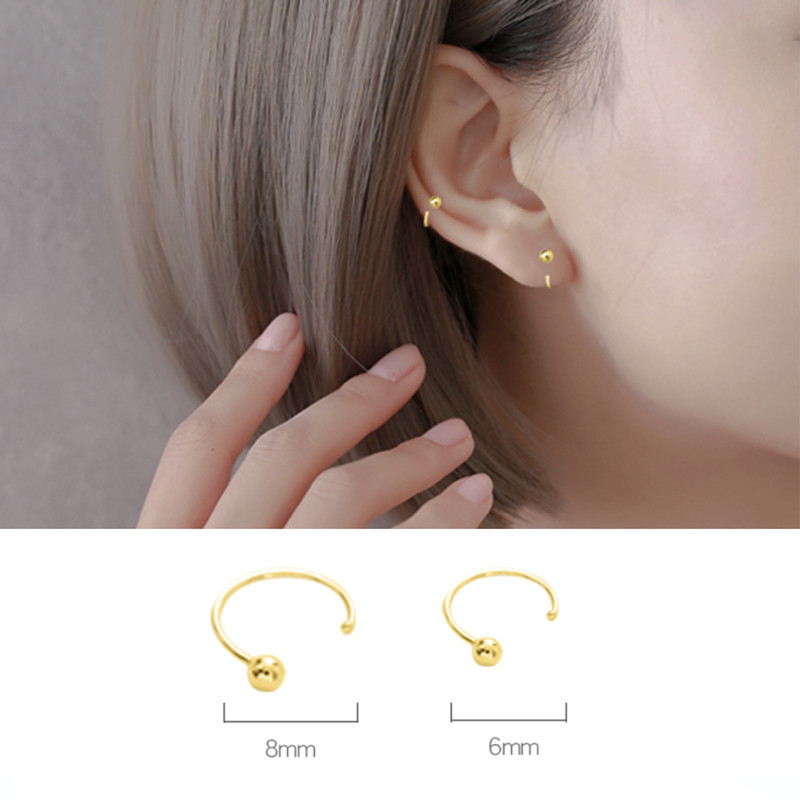 一念 S999纯银黄金色耳环圈圈圆圈耳圈耳坠耳骨环素圈新款设计感