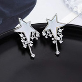 时尚 百搭贝母五角星长耳钉幸运星轻奢简约饰品耳钉设计感耳饰