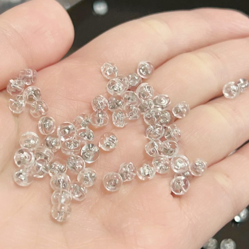 S925纯银耳堵耳塞耳帽耳后堵防掉耳背后托耳饰圆形扣耳拖耳钉配件