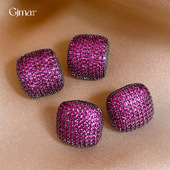 银针锆石方形耳钉小众感中古vintage耳环轻奢气质百搭耳饰女