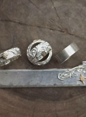 极速Handmade Rikngs Retro Personality Couple Ring Jewelry gi