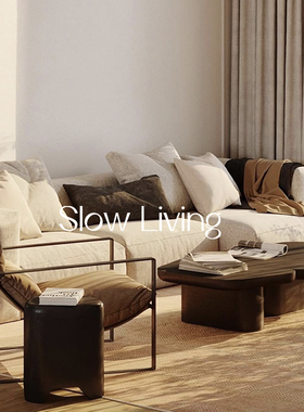 Slow Living 实木家用异形客厅茶几简约黑色椭圆咖啡桌组合茶几桌