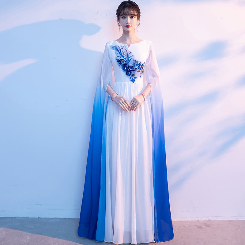 大合唱团演出服女长裙中国风主持人指挥礼服仙气古筝艺考比赛服装