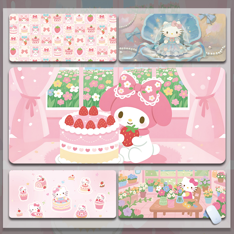 美乐蒂鼠标垫超大号可爱电脑键盘垫桌面垫办公电竞游戏专用加厚垫