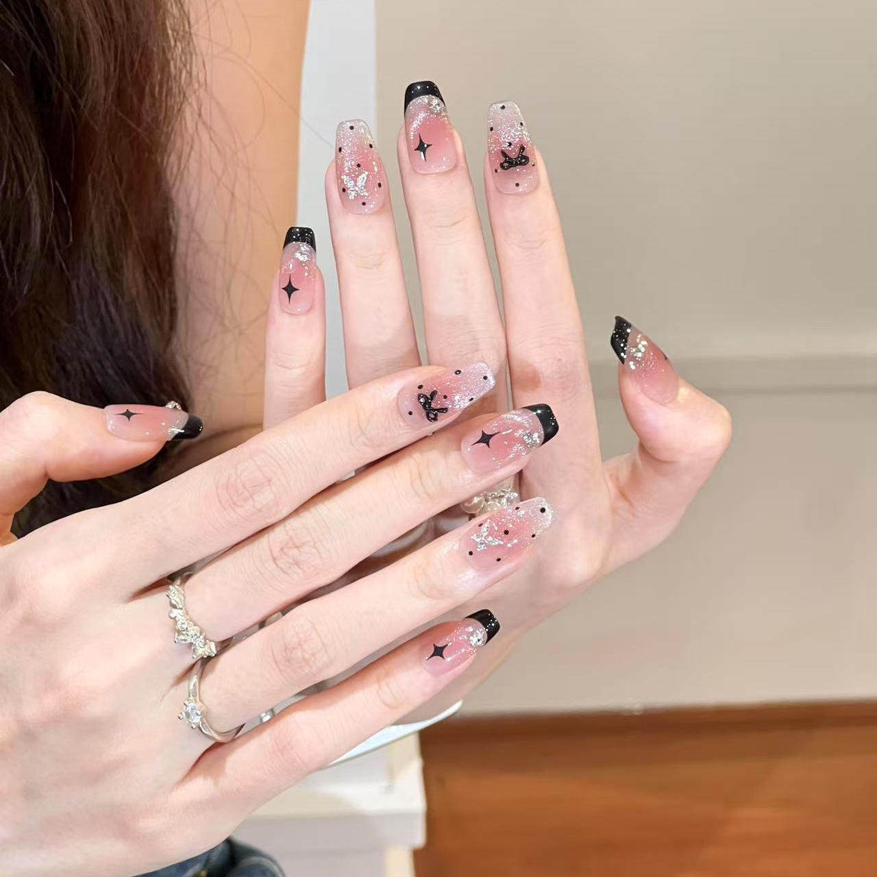 纯手工穿戴甲法式蝴蝶结波点猫眼高级感显白可拆卸假指甲美甲贴片,彩妆/香水/美妆工具,穿戴甲/甲片,淘宝优惠券,粉丝福利购,淘宝优惠卷