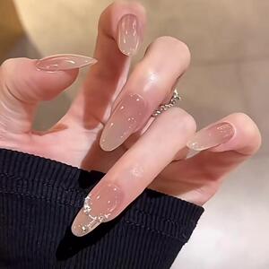 手工定制穿戴甲裸色法式钻美甲贴片成品高级感显白新娘孕妇假指甲