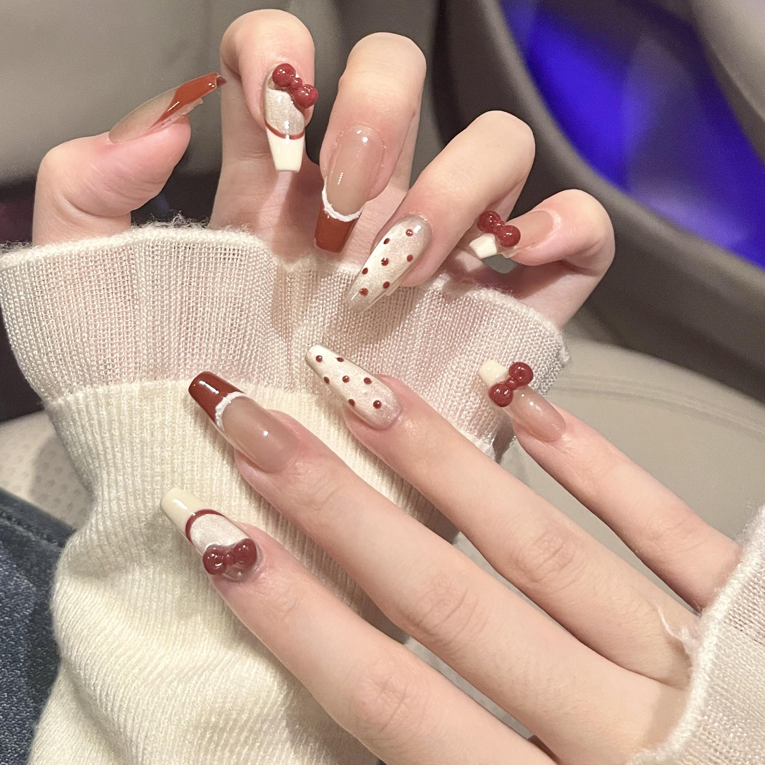 纯手工蝴蝶法式穿戴甲