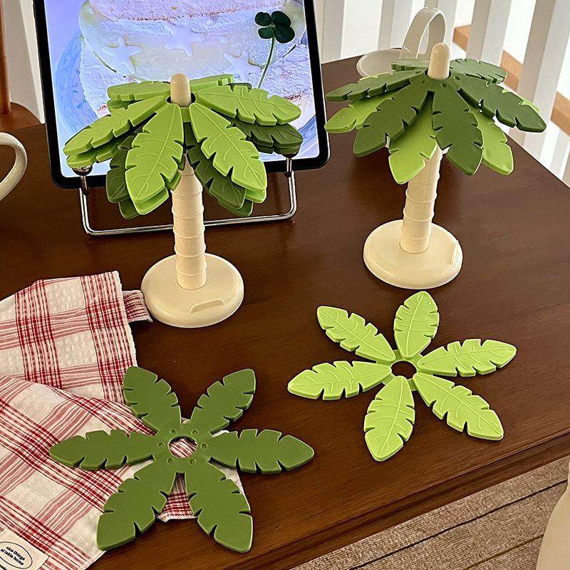 日本家用椰子树杯垫隔热垫高颜值桌面摆件咖啡杯垫厨房餐桌垫子,餐饮具,餐垫,淘宝优惠券,粉丝福利购,淘宝优惠卷