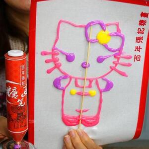 /百年张记糖画笔套装好玩又好吃的3D多彩糖画笔糖画棒500克