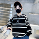 男孩打底衫 男童长袖 8儿童体恤春装 2026新款 条纹卫衣加绒 t恤春秋款