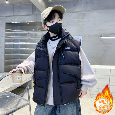 儿童装男童马甲羽绒棉秋冬款2025新款男孩背心大童外穿加厚冬季潮