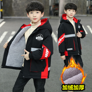 棉服潮 男孩棉袄加绒加厚儿童棉衣冬装 男童冬季 派克服外套2025新款