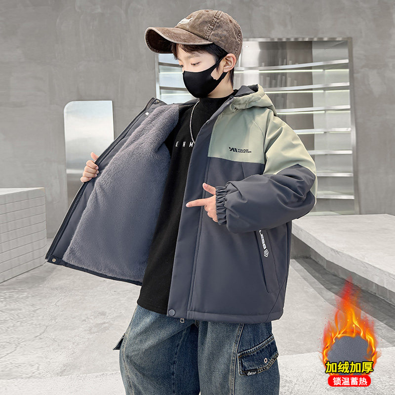 男童加绒冬装外套2025新款儿童棉衣连帽男孩加厚派克服大童冬季潮,童装/婴儿装/亲子装,普通外套,淘宝优惠券,粉丝福利购,淘宝优惠卷