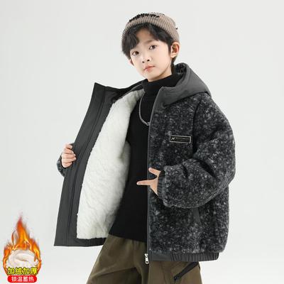 男童加绒加厚外套秋冬款2025新款冬季棉衣大儿童男孩派克服棉服潮