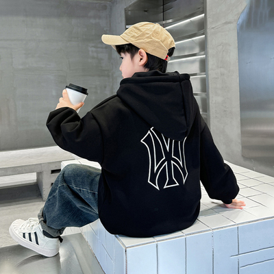 男童加绒卫衣秋冬款2025新款中大儿童秋装男孩打底衫秋季纯棉上衣