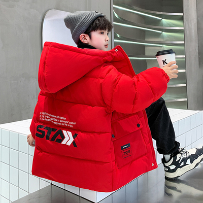 男童棉服冬季外套2025新款儿童羽绒棉衣冬款洋气红色男孩冬装棉袄