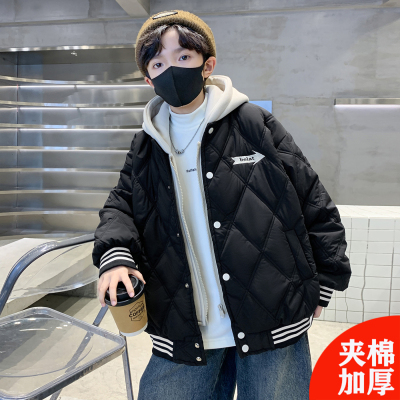 男童夹棉外套秋冬款2025新款男孩冬装加厚棉服中大儿童冬季棉衣潮