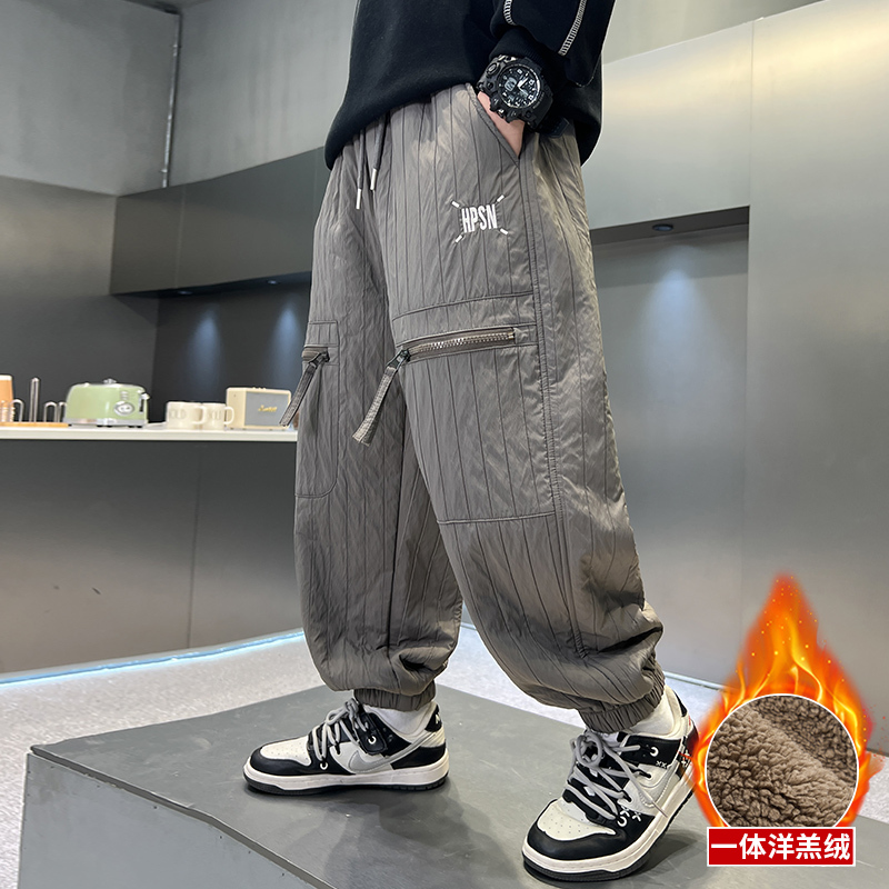 男童秋冬款裤子加绒厚2025