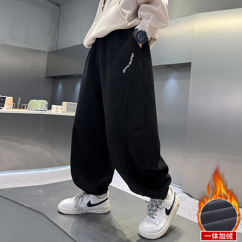 男童秋冬款裤子加绒厚2025