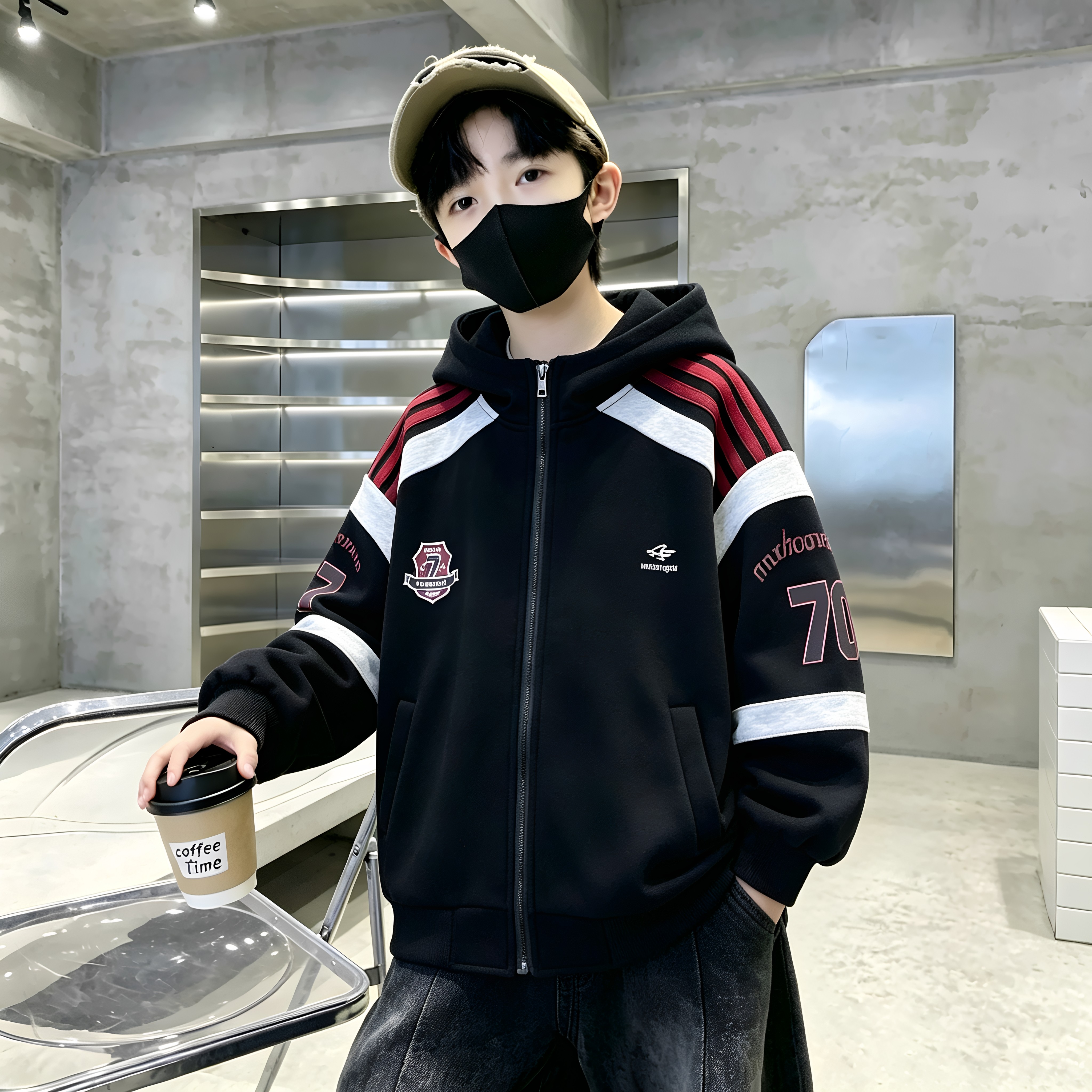 男童秋装棒球服外套2026新款连帽秋季痞帅风男孩炸街儿童春秋款潮图片