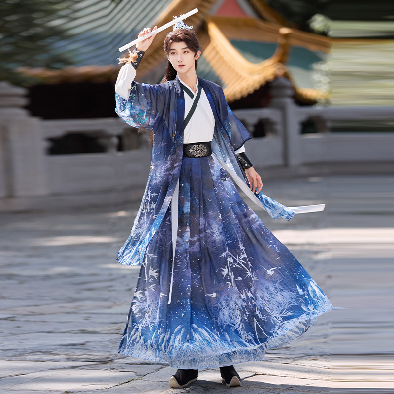 云叙遥月半弯宋制褙子汉服水墨风