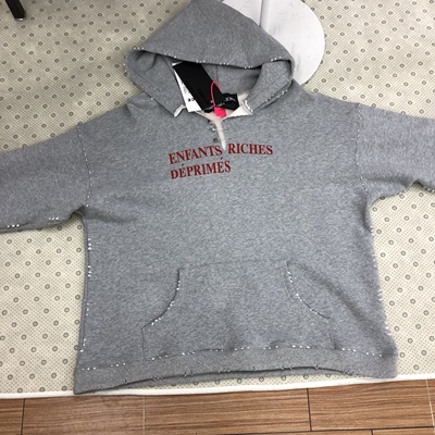 Enfants Riches Deprimes 做旧撕破别针装饰宽松潮牌男女连帽卫衣