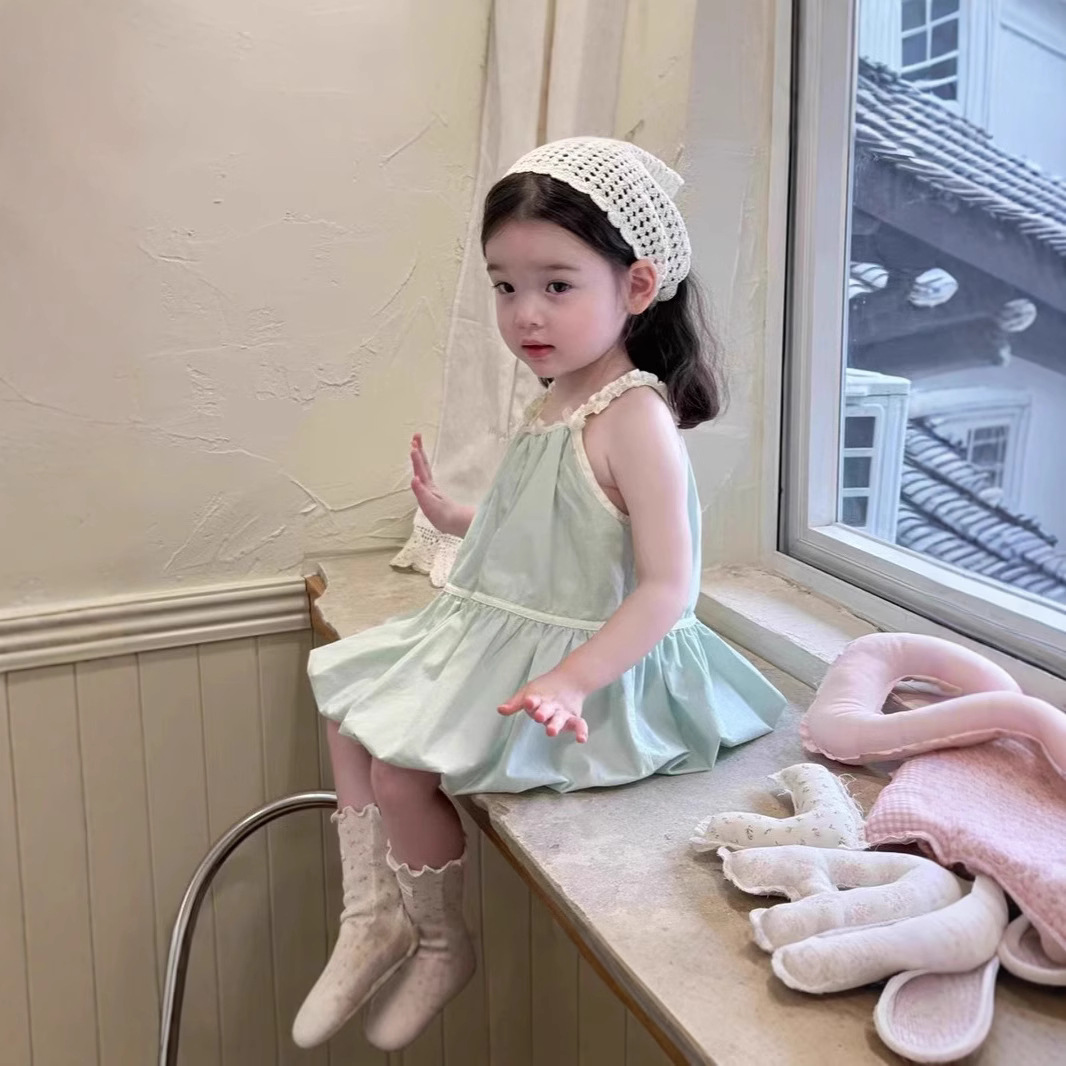 女童夏季2025新款小女孩洋气花苞连衣裙夏童装宝宝纯棉背心吊带裙