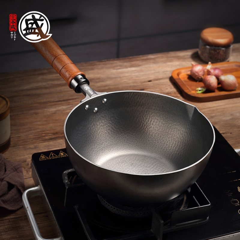 日本三本盛高纯钛雪平奶锅