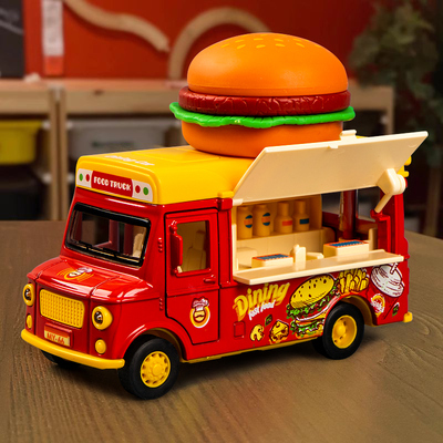 汉堡餐车儿童玩具车合金冰淇淋