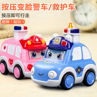 宝宝按压小汽车卡通消防警车儿童惯性挖掘机耐摔1 3岁男女孩玩具