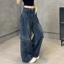 早春新款 美式 阔腿工装 高腰显瘦百搭牛仔裤 裤 女7632 运补6