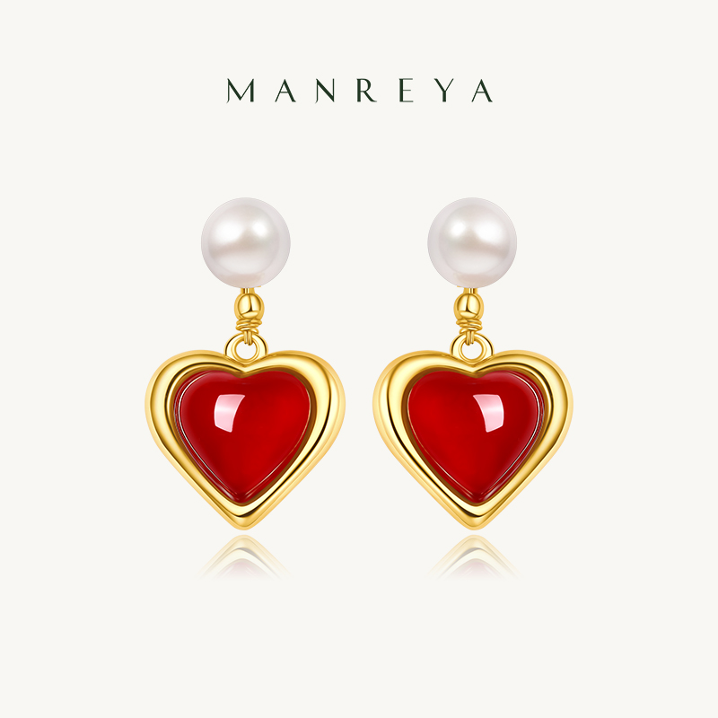 Manreya玛芮雅耳环心恋频率珍珠耳饰女2025年新款