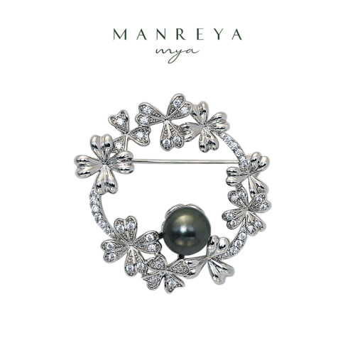 Manreya玛芮雅“倾城花环”大溪地黑珍珠胸针法式