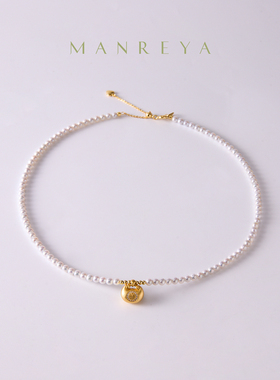 Manreya玛芮雅项链小钱袋淡水珍珠项链女轻奢气质金色吊坠饰品