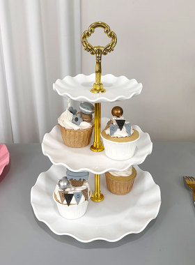 家用客厅茶几网红三层水果盘点心塑料托盘多层前台欧式甜品糖果盘