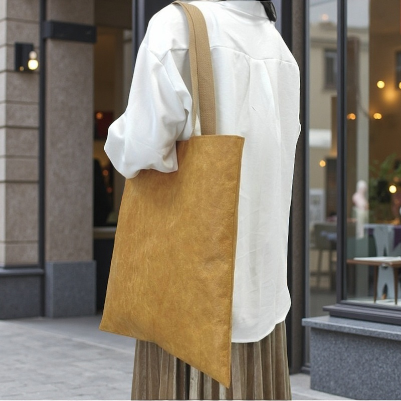 简约通勤大容量抗水杜邦纸托特包女士单肩包帆布两面用手提袋轻便