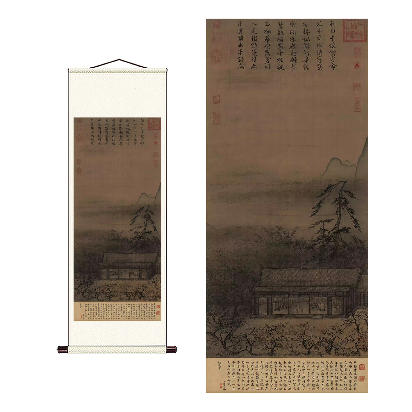 宋 马远 华灯侍宴图绢本浅设色宋画微喷复制临摹教学范本素材