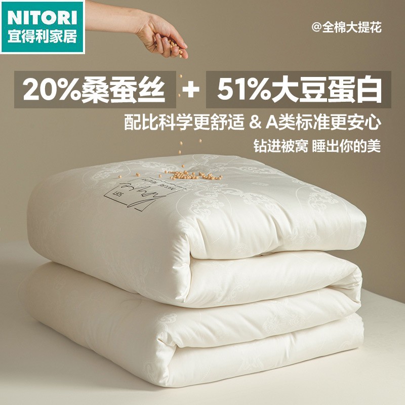 日本进口便宜得利A类全棉桑蚕丝大豆纤维被芯加厚保暖子母被春秋