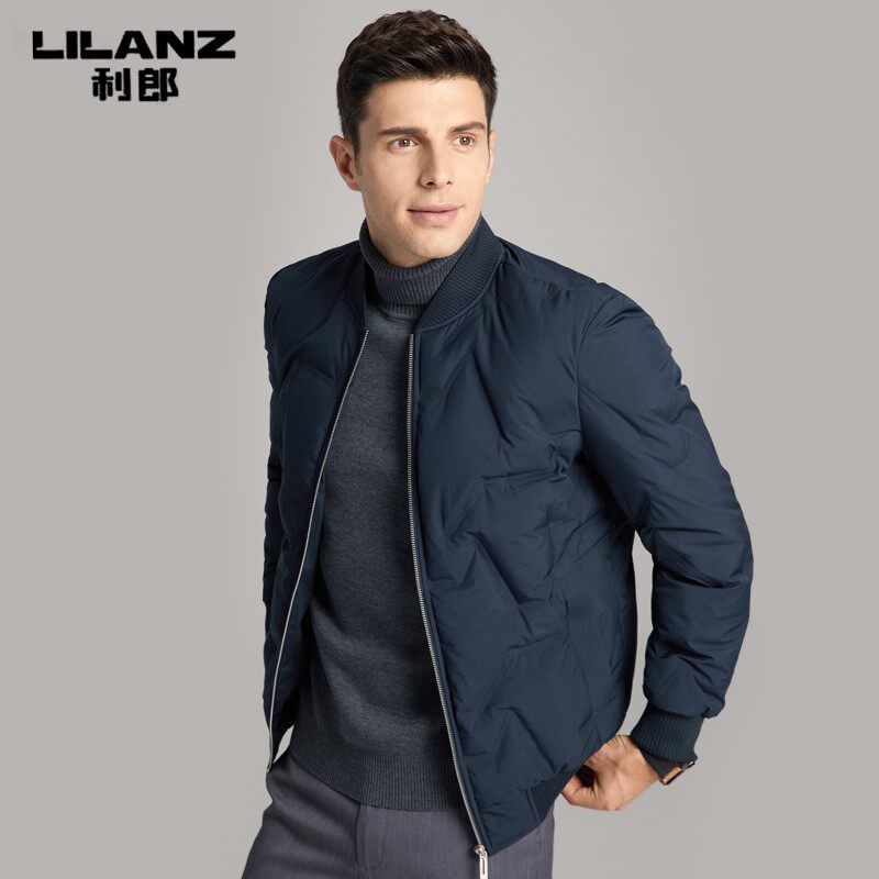 利郎短款羽绒服男冬季新款鸭绒轻薄防寒服男士棒球领纯色保暖外套