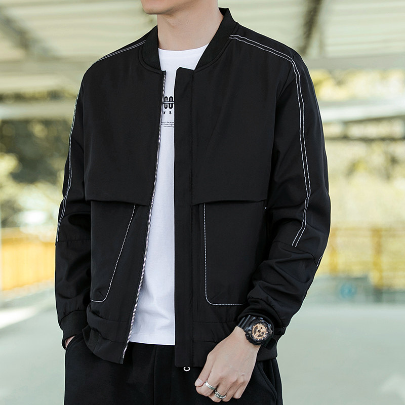 外套男士2022春秋季新款韩版潮流棒球领衣服休闲冬装加绒工装夹克