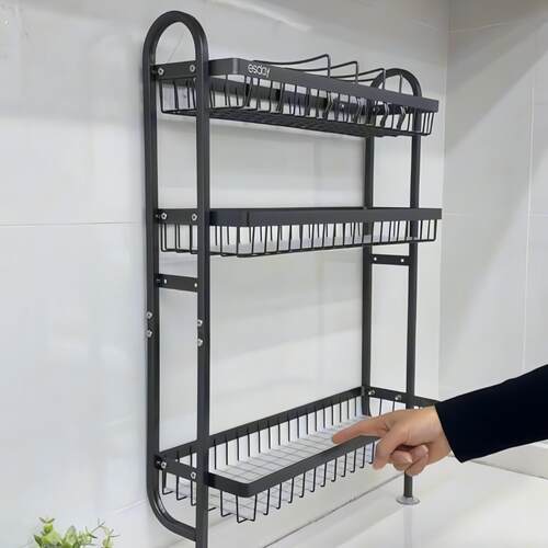 家厨房置物架厨房台面调味料上墙收纳架水槽窄边上墙吸盘碗碟加厚