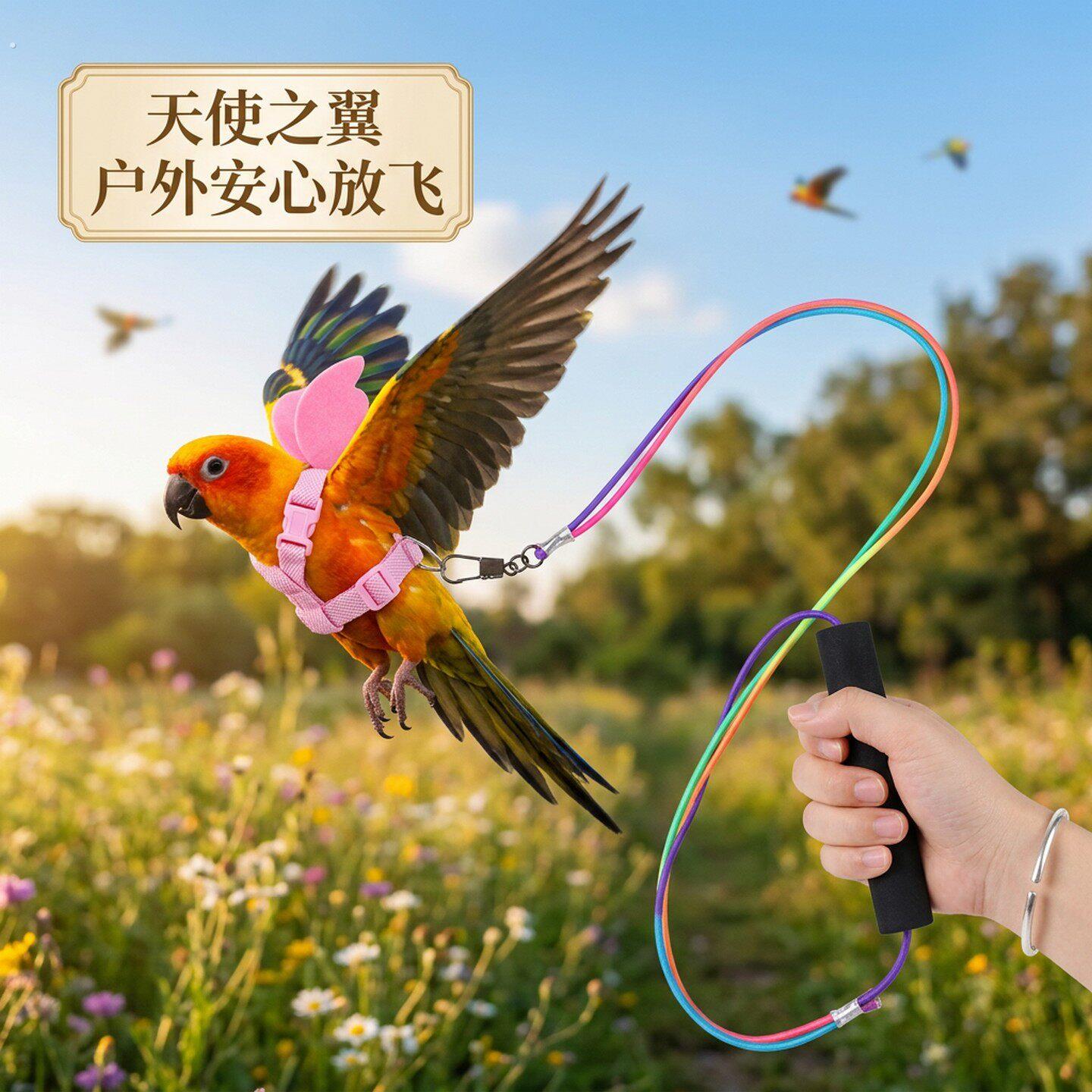 鹦鹉牵引绳外出放飞绳户外遛鸟神器玄凤牡丹超轻不伤脚抱婴袋小鸟