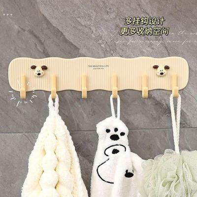免打孔挂钩一排强力粘胶可爱门后墙上创意卫生间浴室联排粘钩家用