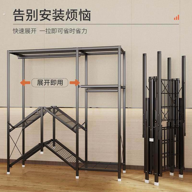 简易衣柜免安装家用卧室可折叠布衣柜出租房用结实耐用全钢架衣橱