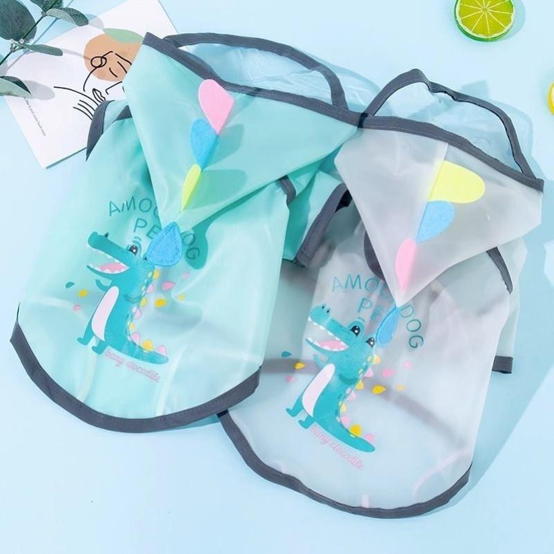 春夏款小狗狗猫咪磨砂雨披可爱宠物衣服新款泰迪博美印花透明雨衣